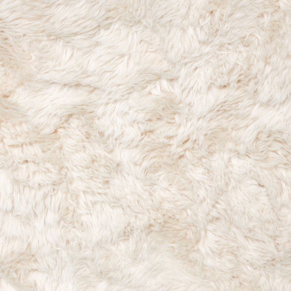 30" Off White Faux Fur Arched Wood Arm Armchair