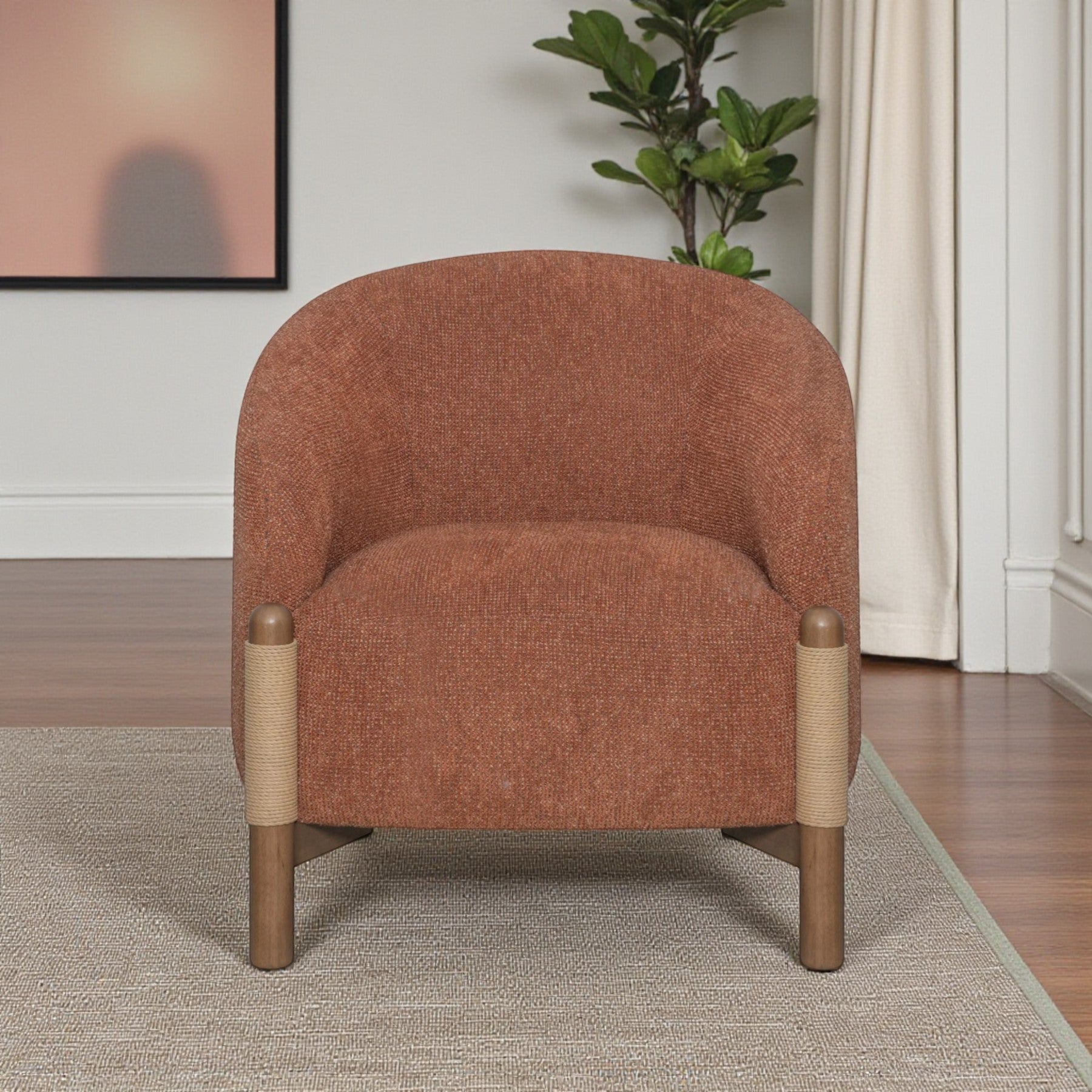 30" Brown Stormy Barrel Chair