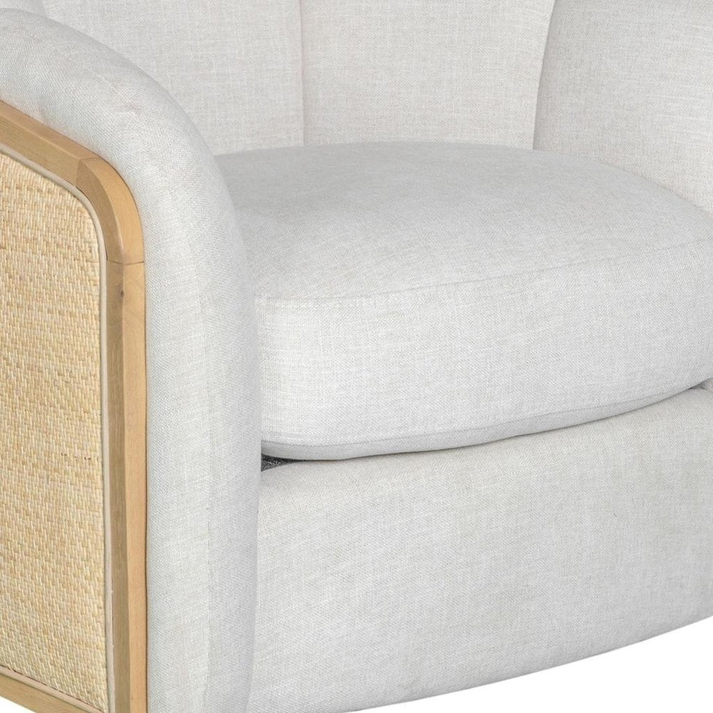 34" Off-White Rattan Wrapped Barrel Chair
