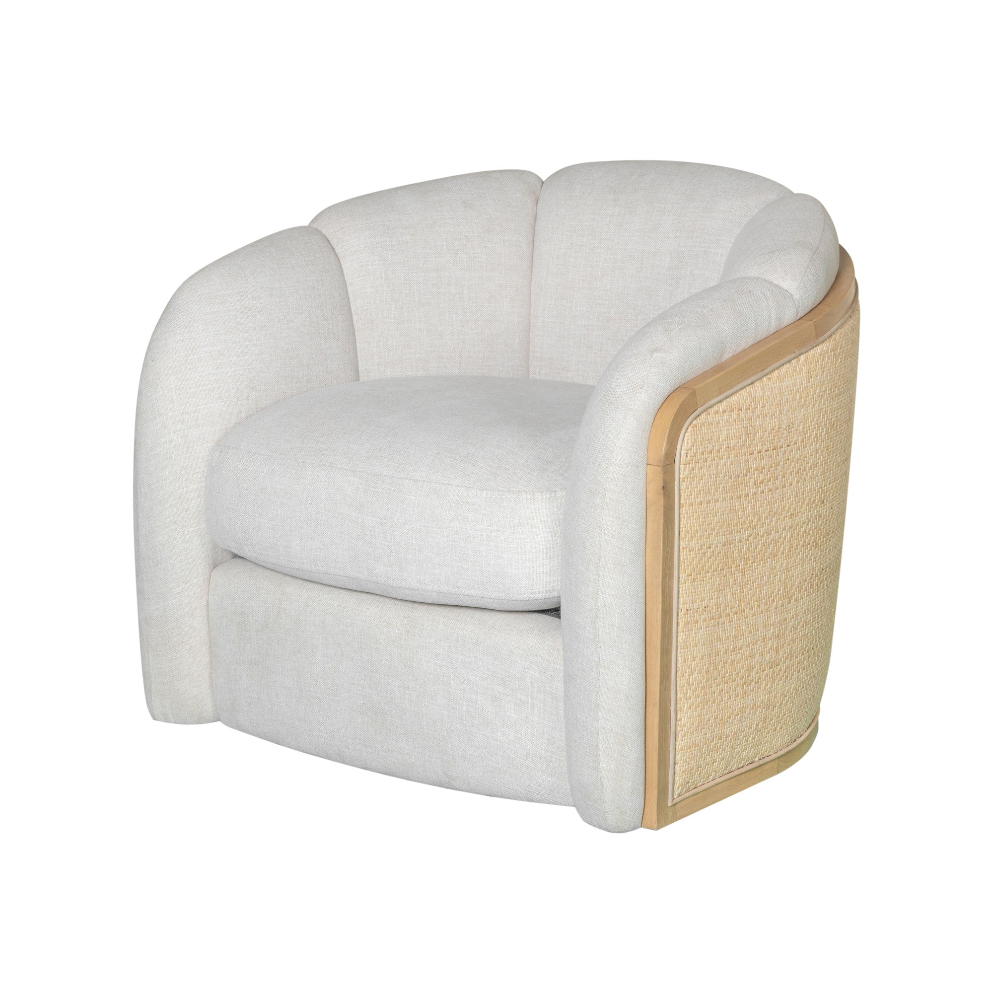 34" Off-White Rattan Wrapped Barrel Chair