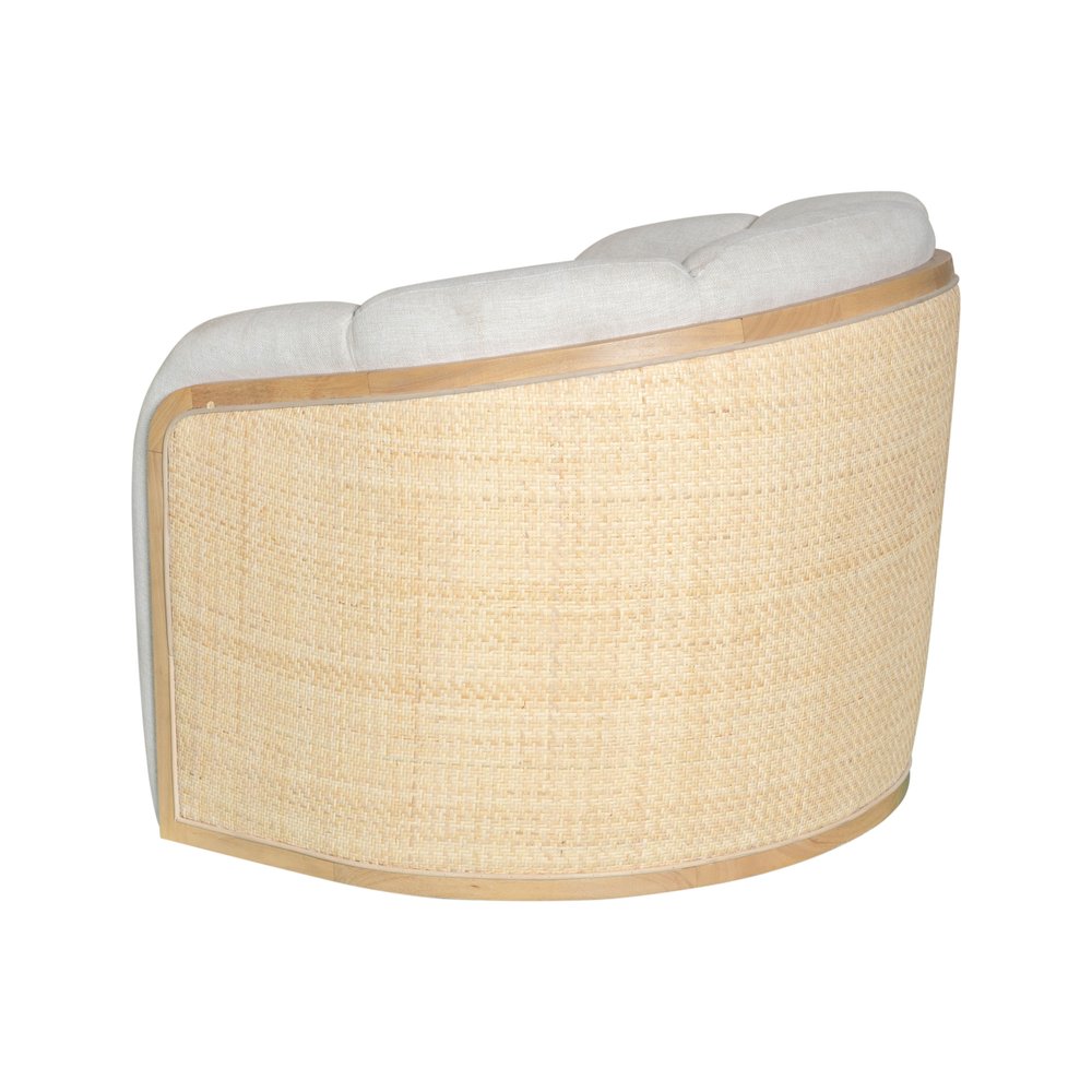 34" Off-White Rattan Wrapped Barrel Chair