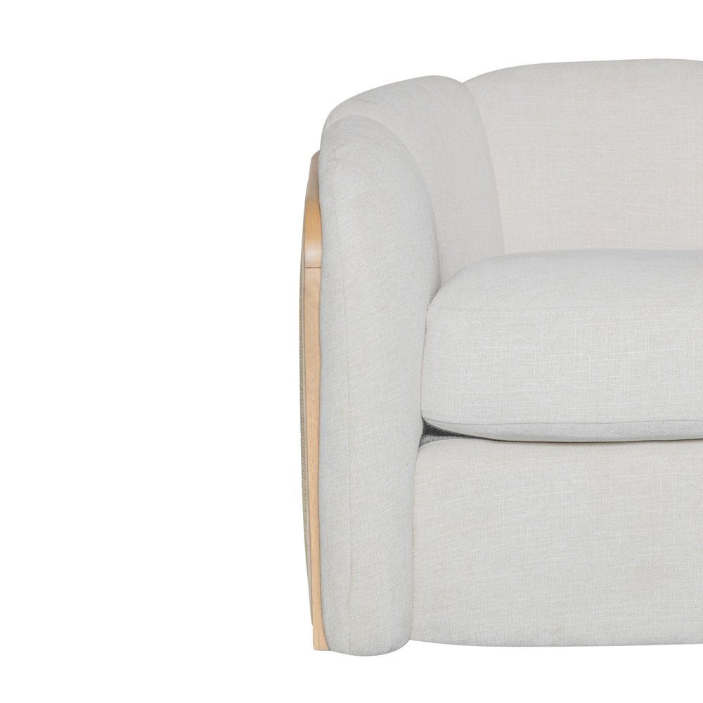34" Off-White Rattan Wrapped Barrel Chair