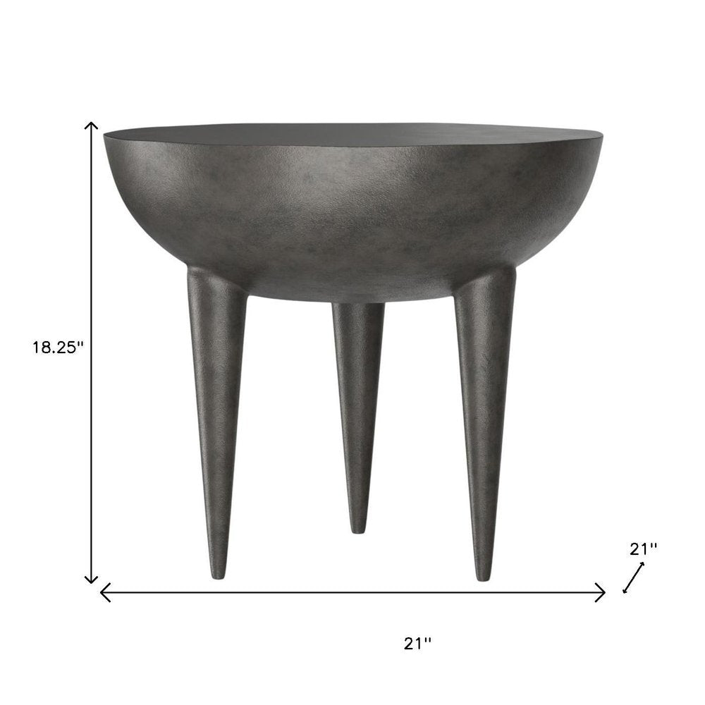 18" Matte Gray Graphite Tri-pod End Table