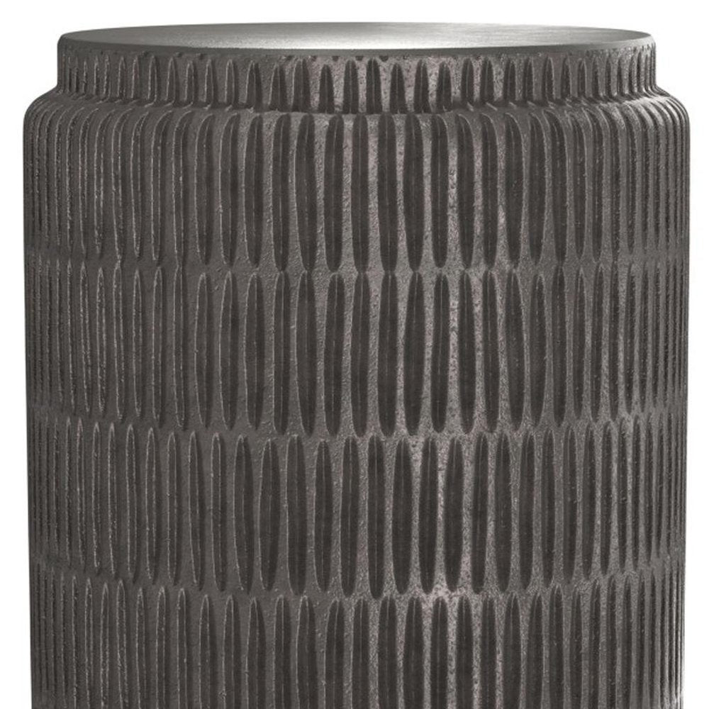22" Textured Graphite Aluminum Drum End Table