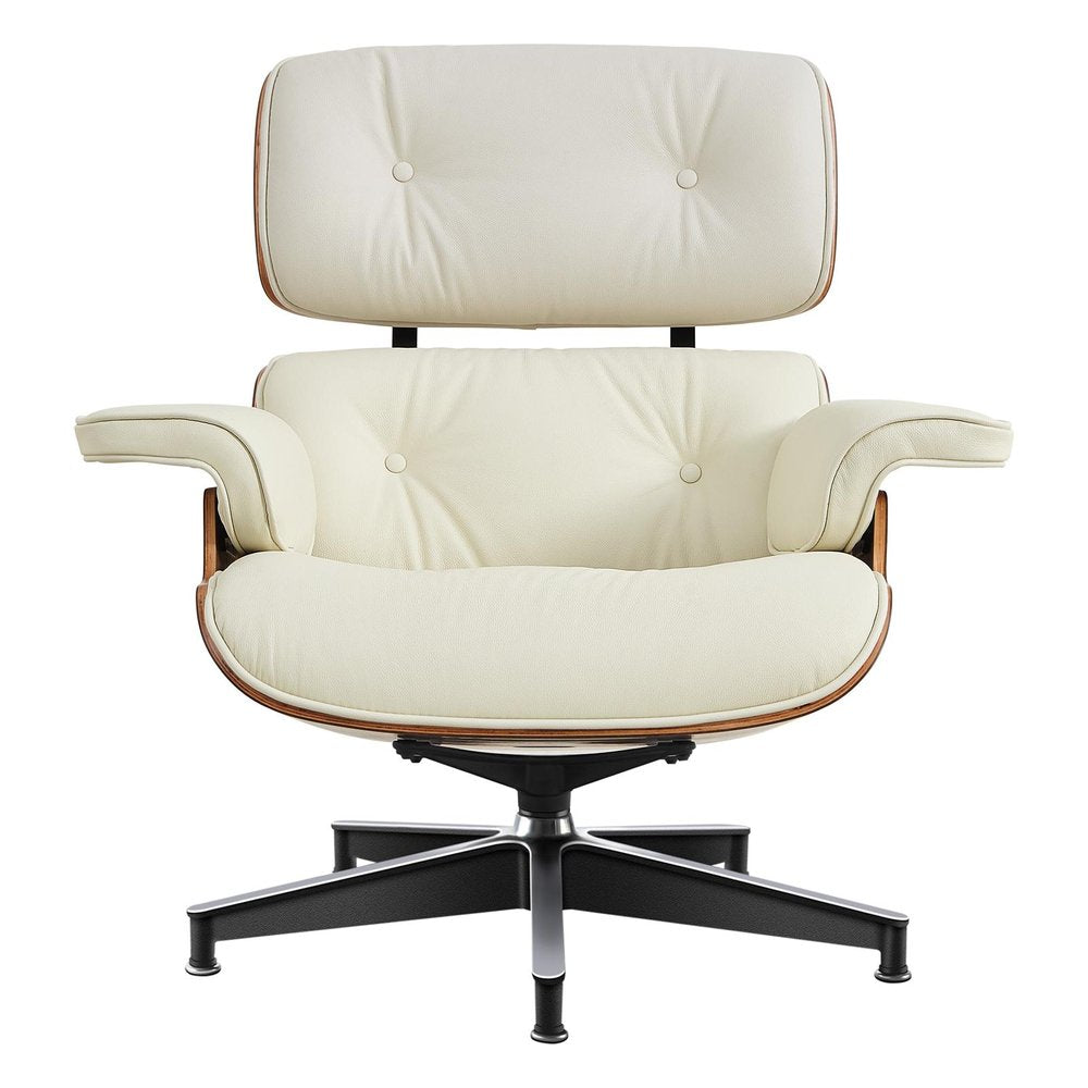 27" Mid-Century Tufted Leather Lounge Chair