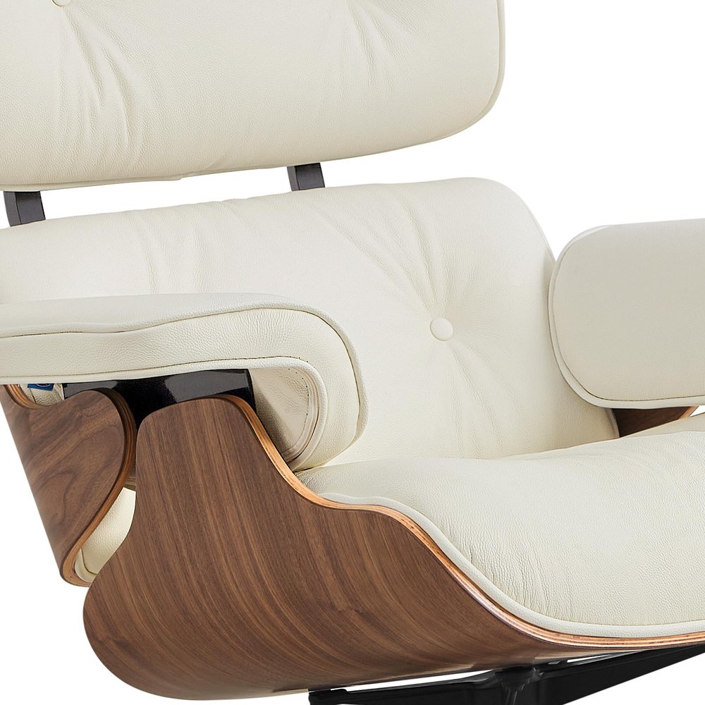 27" Mid-Century Tufted Leather Lounge Chair