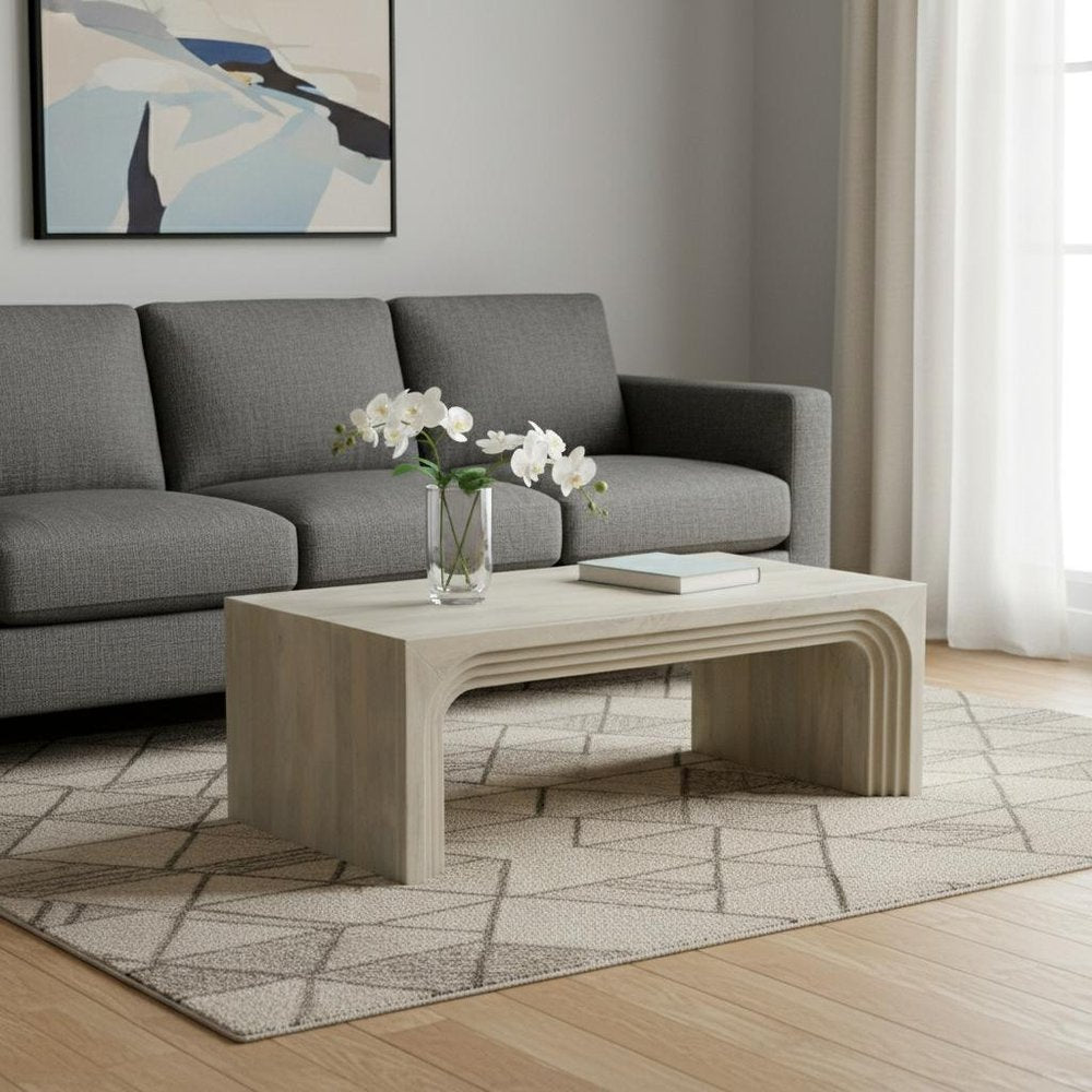 51" White Wood Arches Coffee Table