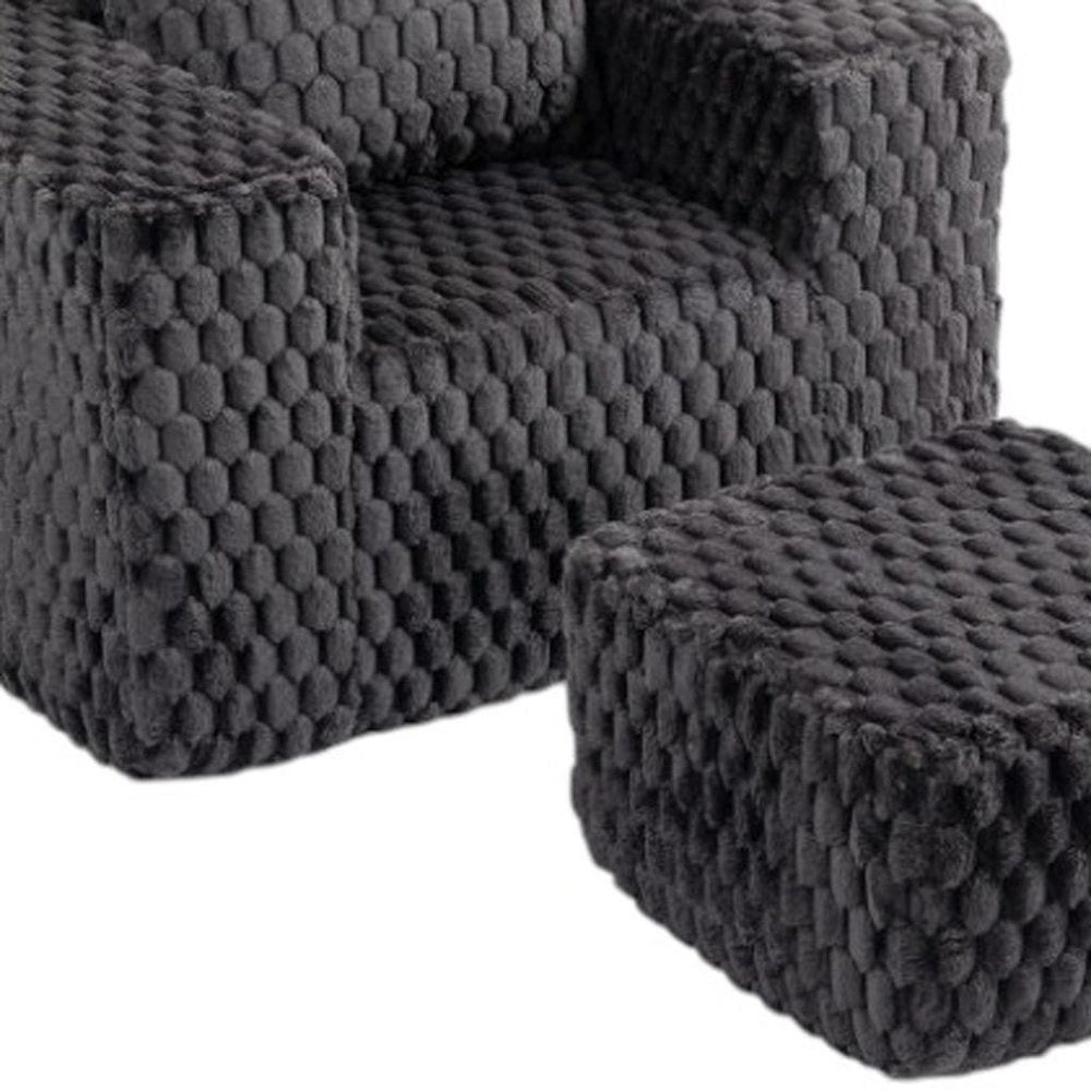 42" Charcoal Gray Chenille Club Chair with Ottoman