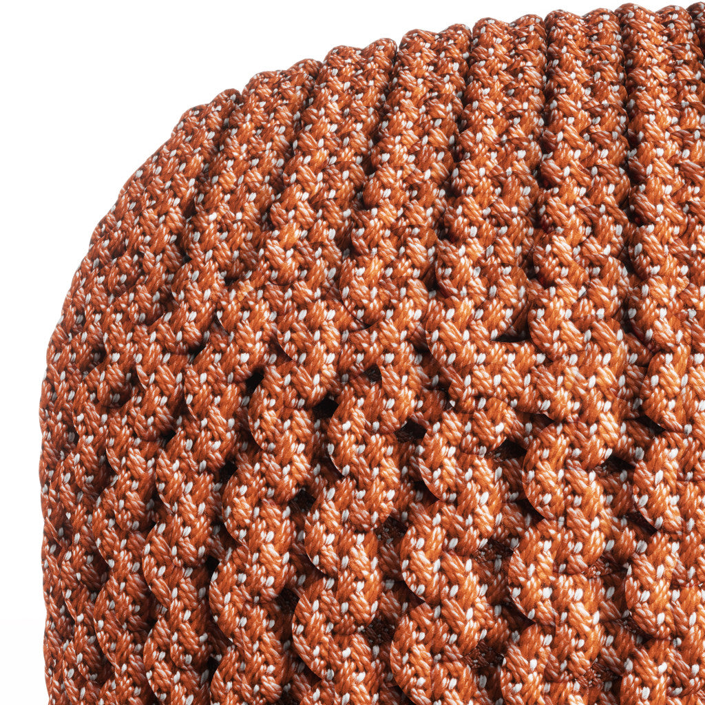 18" Orange Round Upholstered Outdoor Pouf Ottoman