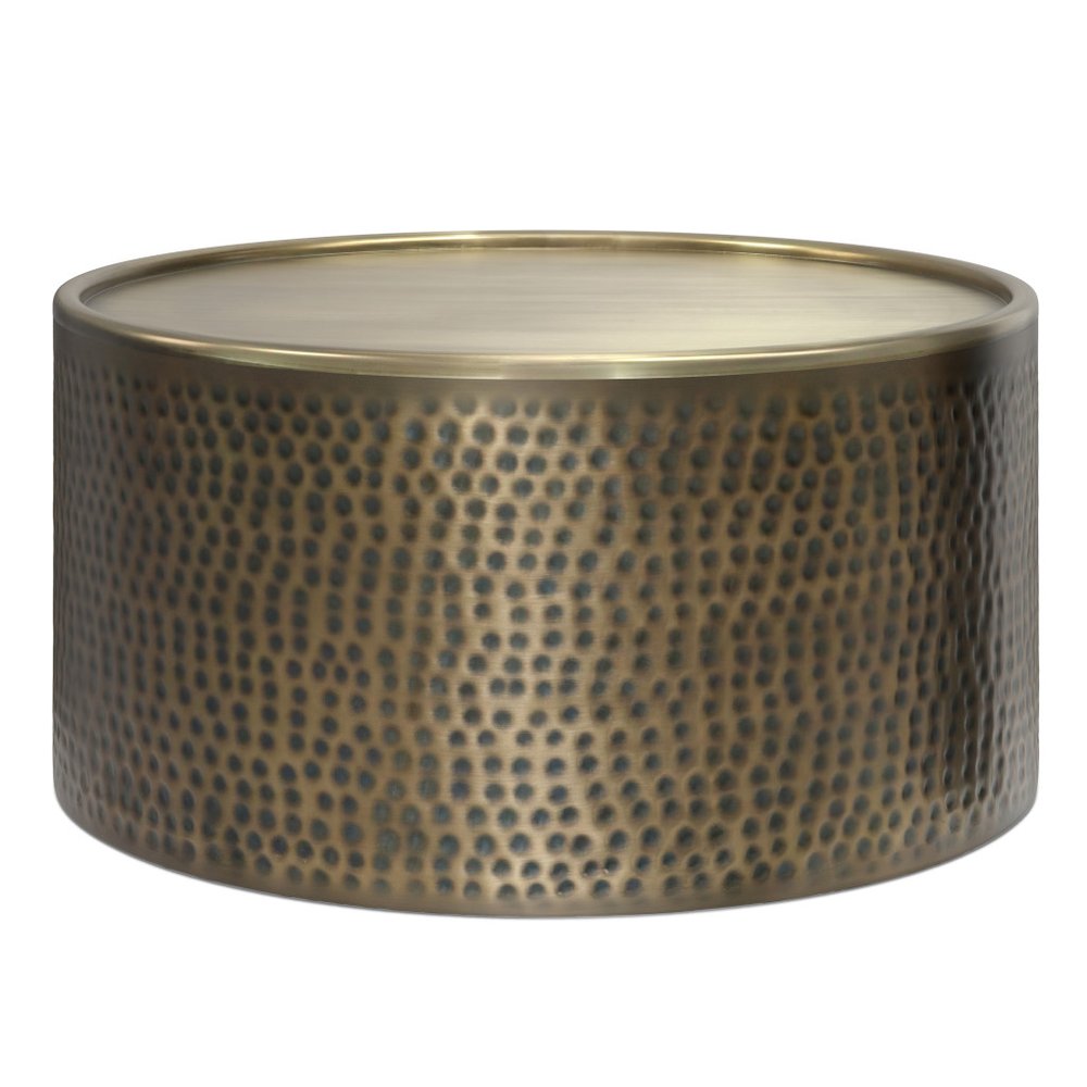 32" Antiqued Gold Iron Round Coffee Table