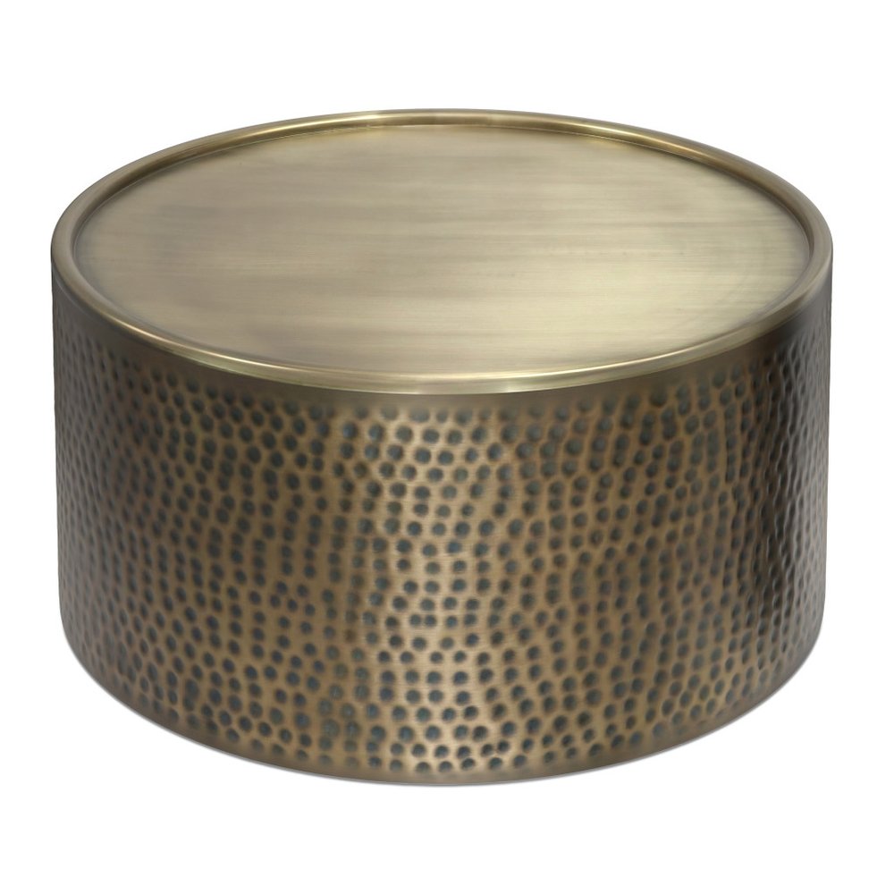 32" Antiqued Gold Iron Round Coffee Table