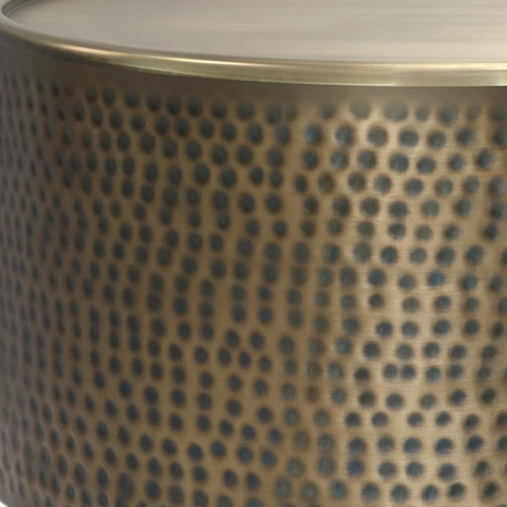 32" Antiqued Gold Iron Round Coffee Table