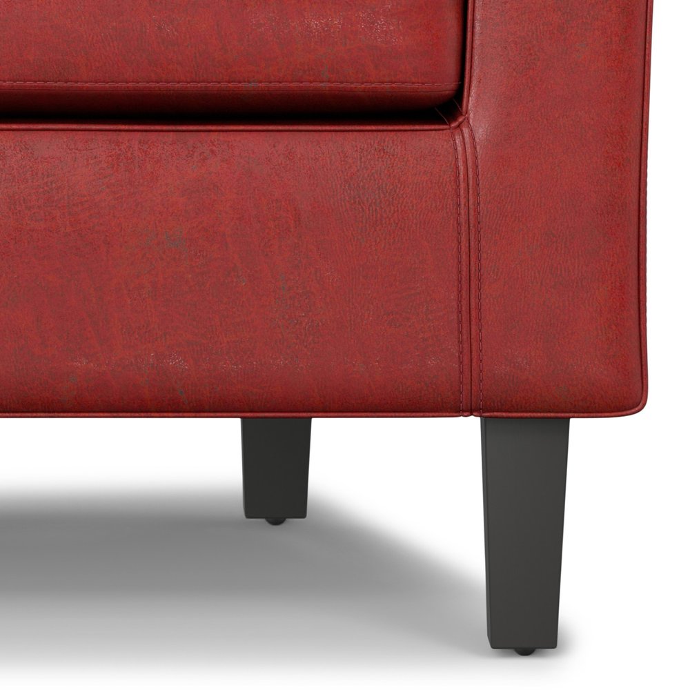 30" Red and Brown Leather Barrel Chair