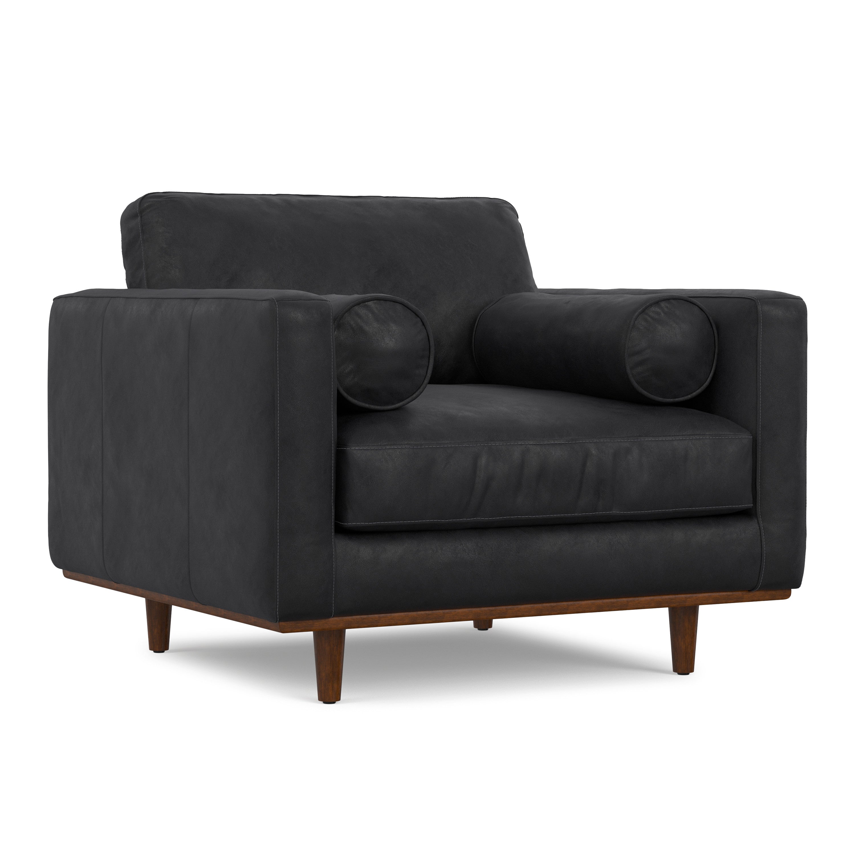 43" Leather Mid-Century Club Chair