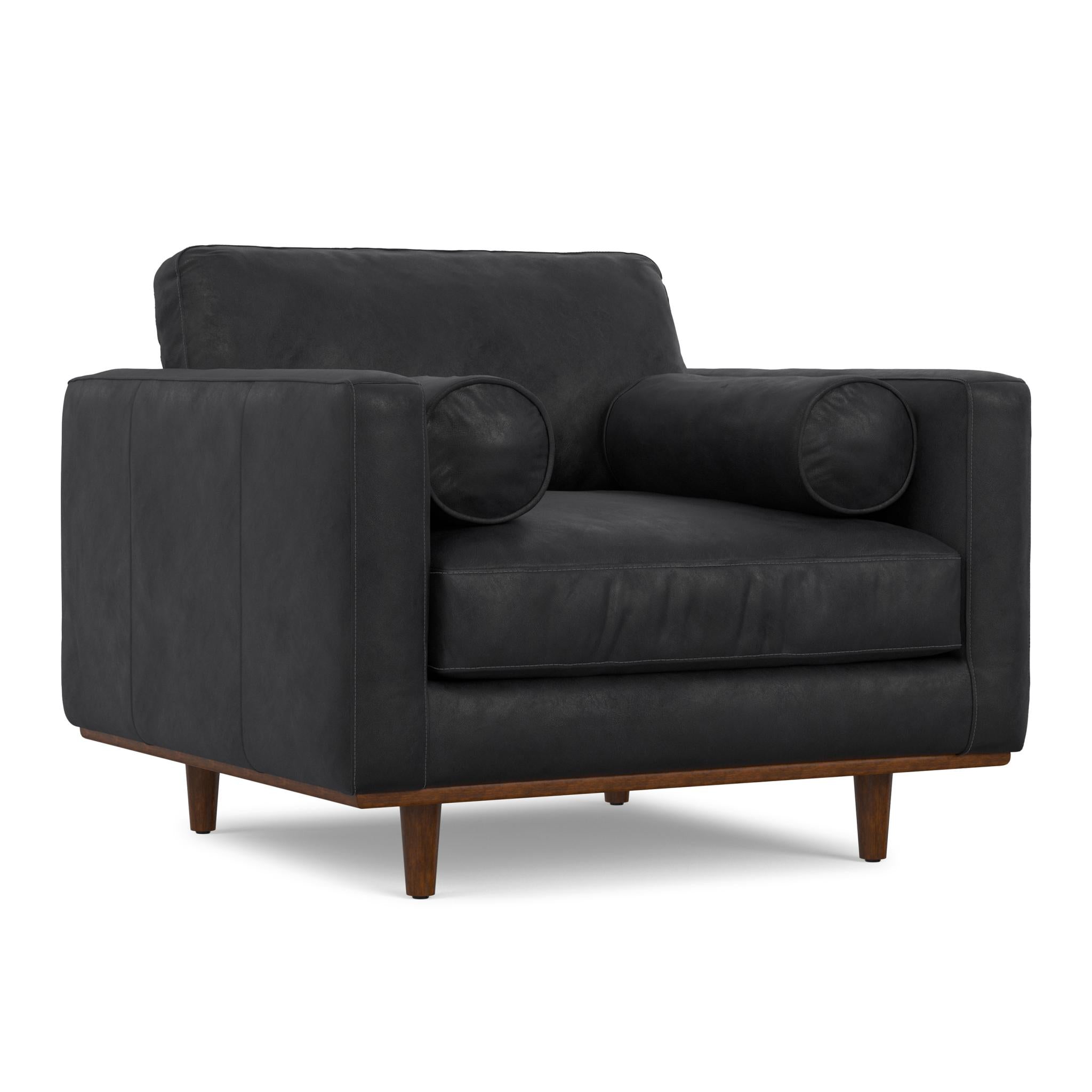 43" Leather Mid-Century Club Chair