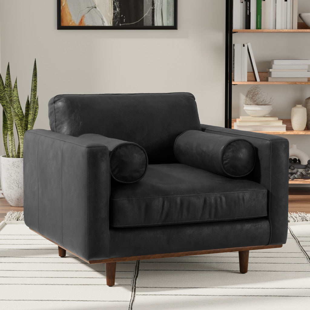 43" Leather Mid-Century Club Chair