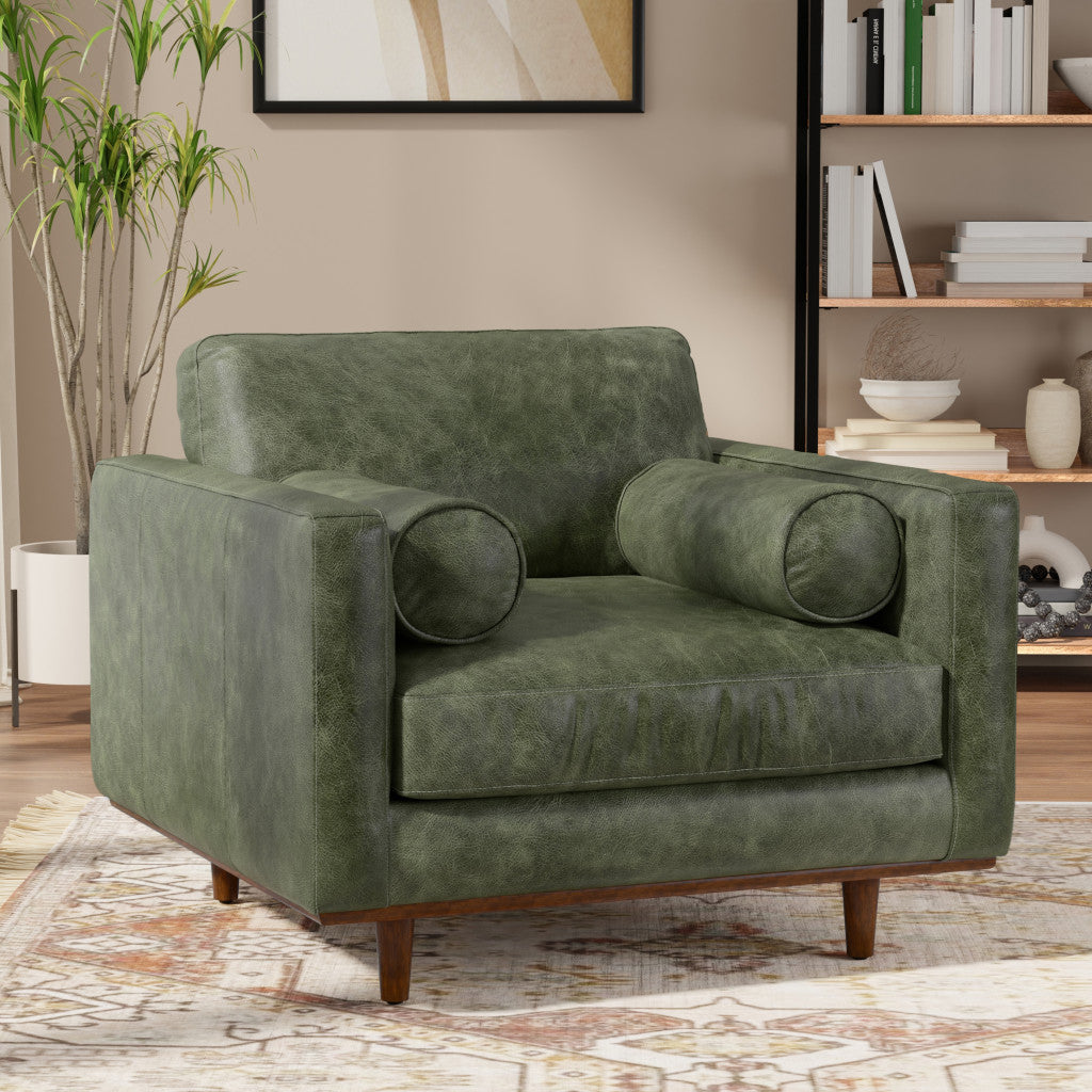 43" Leather Mid-Century Club Chair