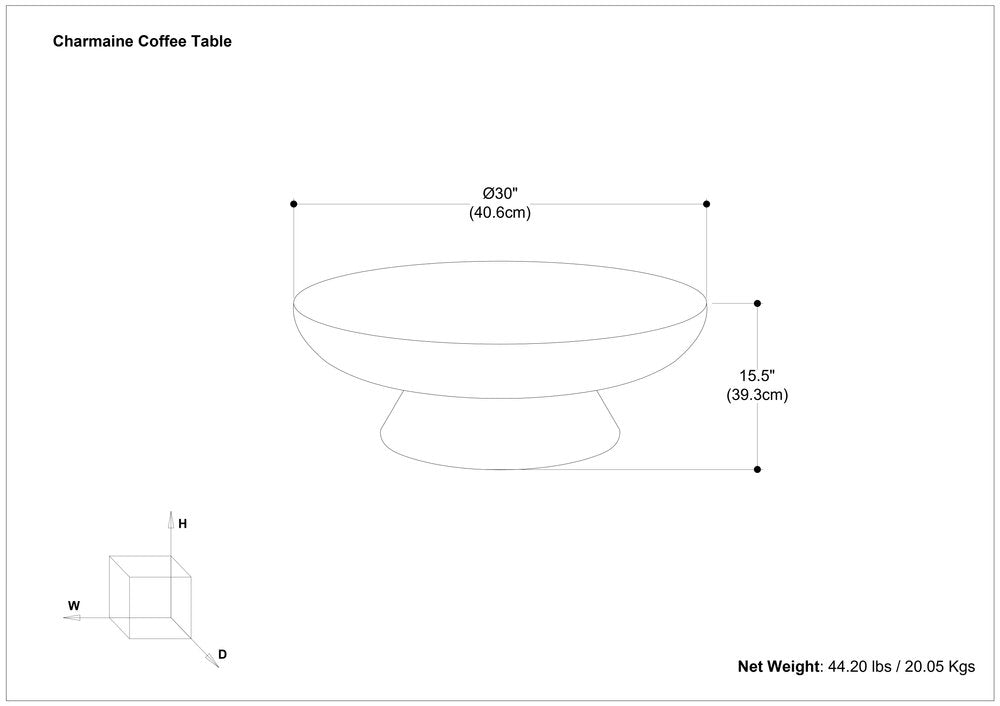 30" Black Aluminum Round Coffee Table