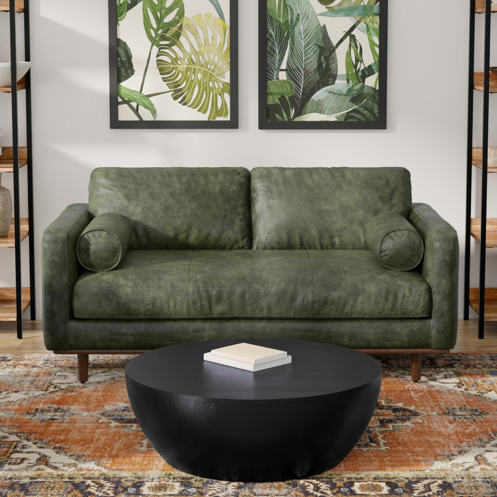 72" Leather Mid-Century Loveseat