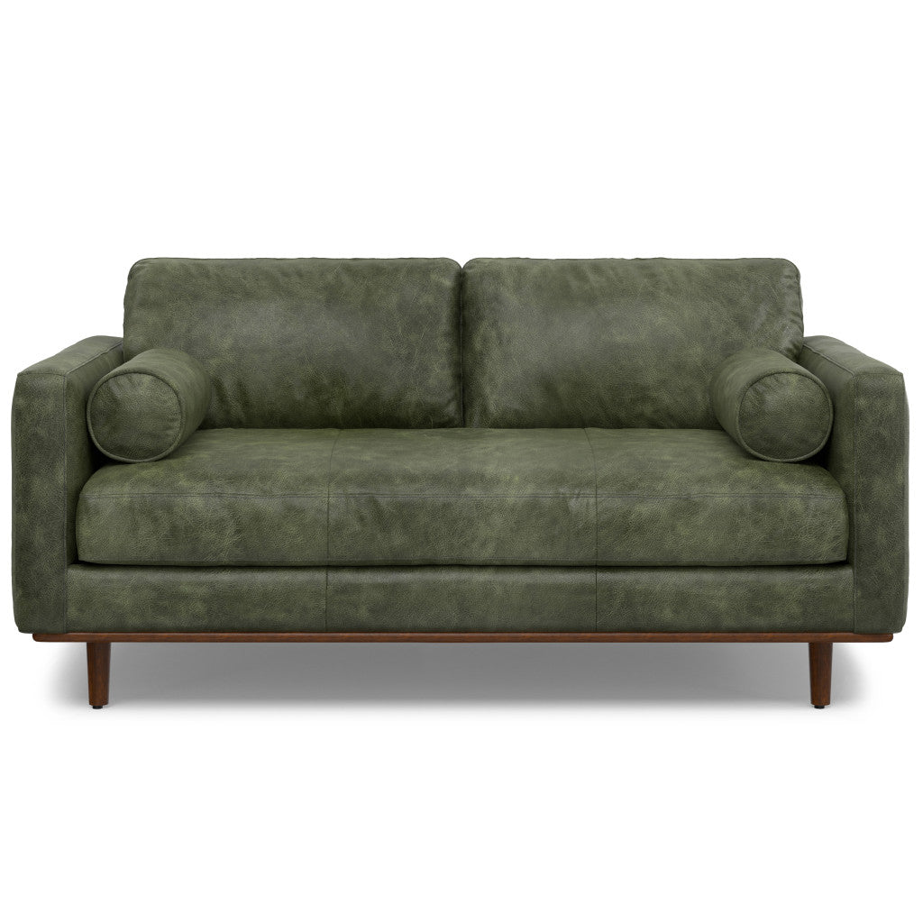 72" Leather Mid-Century Loveseat
