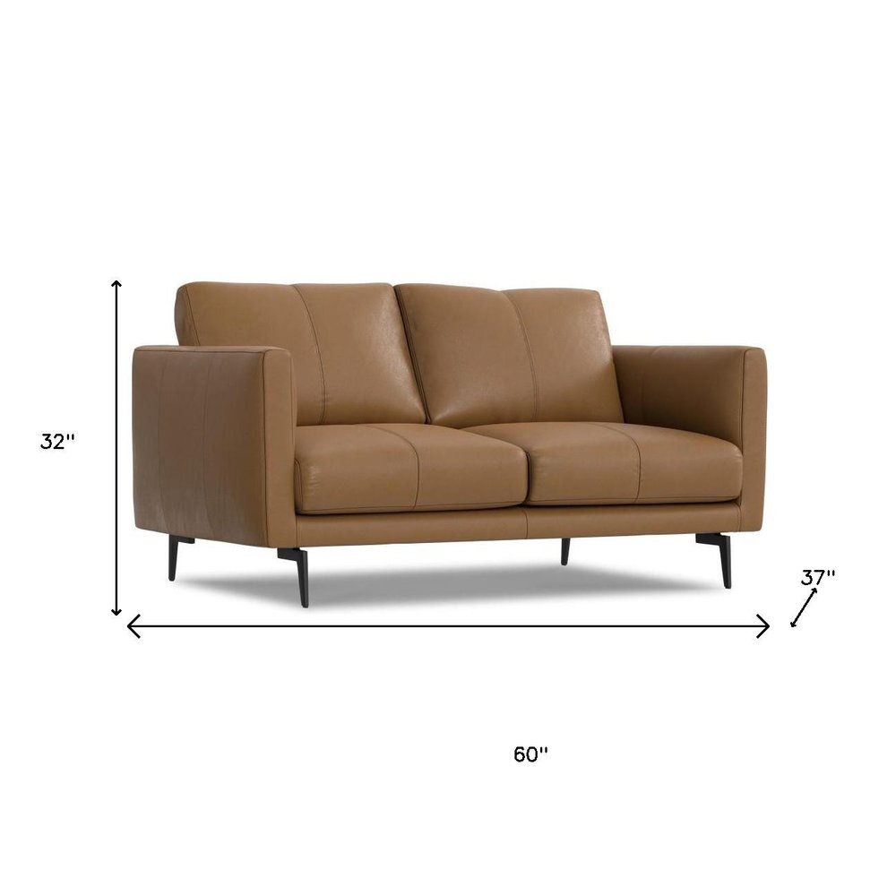 60" Simple Leather Track Arm Loveseat