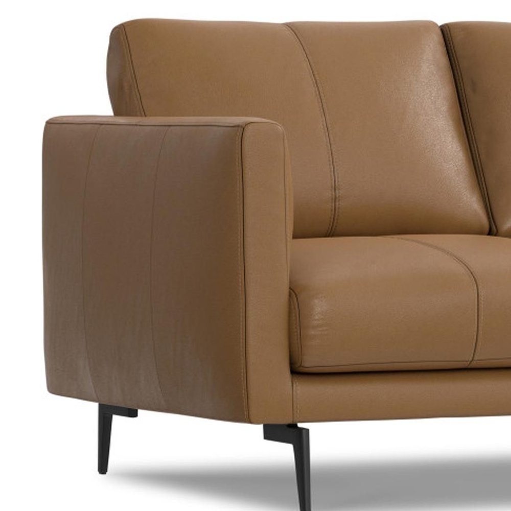 60" Simple Leather Track Arm Loveseat