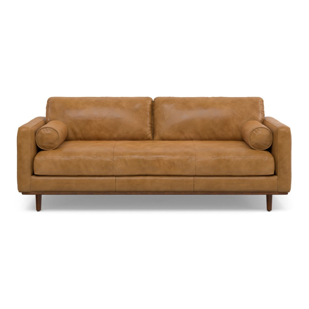 89" Leather Mid-Century Sofa