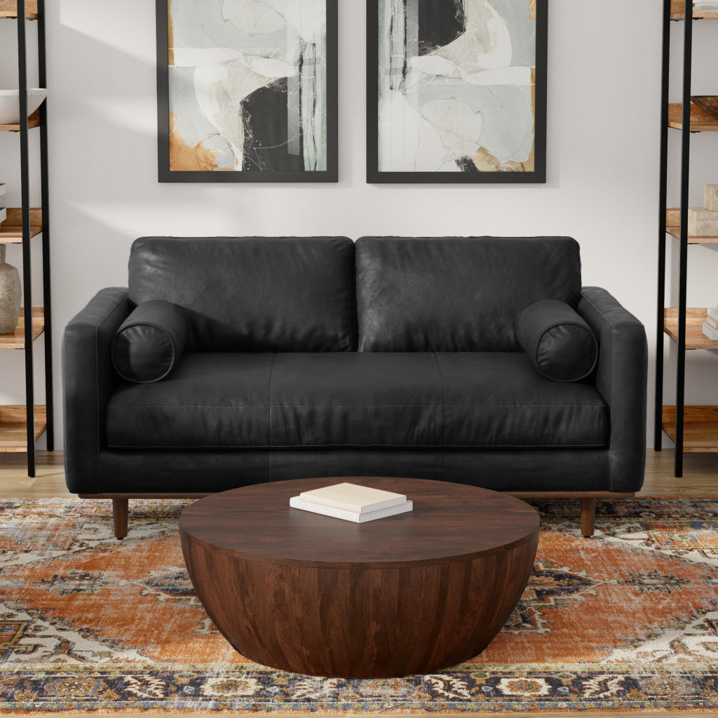 72" Leather Mid-Century Loveseat