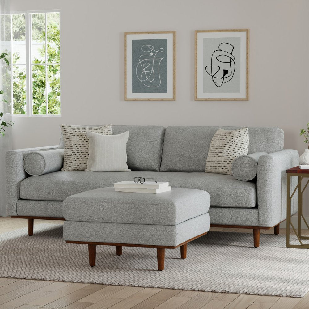 89" Gray Mid-Century Track Arm Sofa