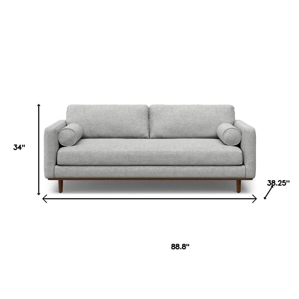 89" Gray Mid-Century Track Arm Sofa