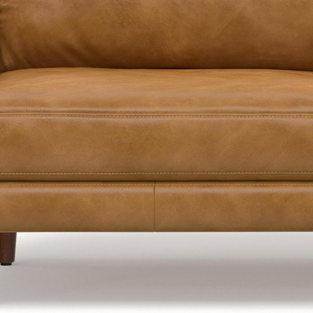 76" Top-Grain Leather Mid-Century Loveseat