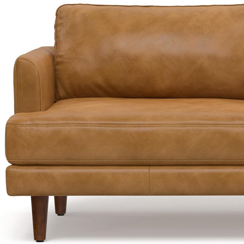 76" Top-Grain Leather Mid-Century Loveseat