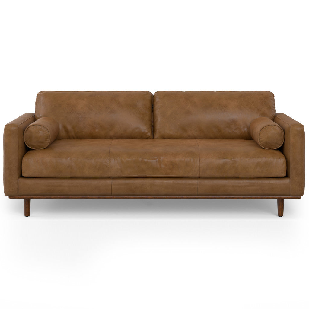 89" Leather Mid-Century Sofa