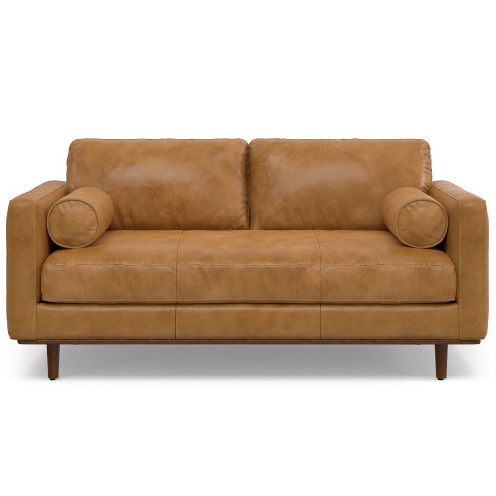 72" Leather Mid-Century Loveseat