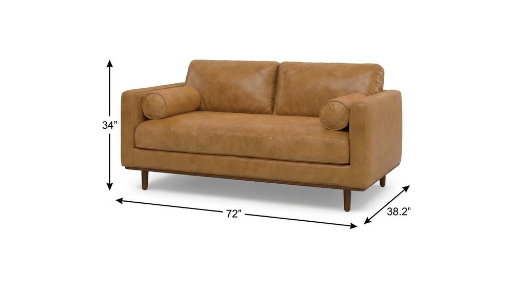 72" Leather Mid-Century Loveseat