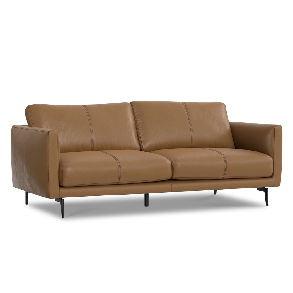 81" Simple Leather Track Arm Sofa