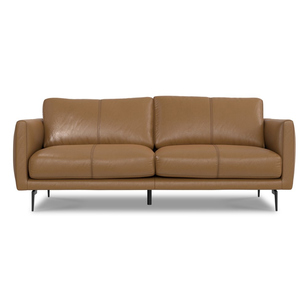 81" Simple Leather Track Arm Sofa