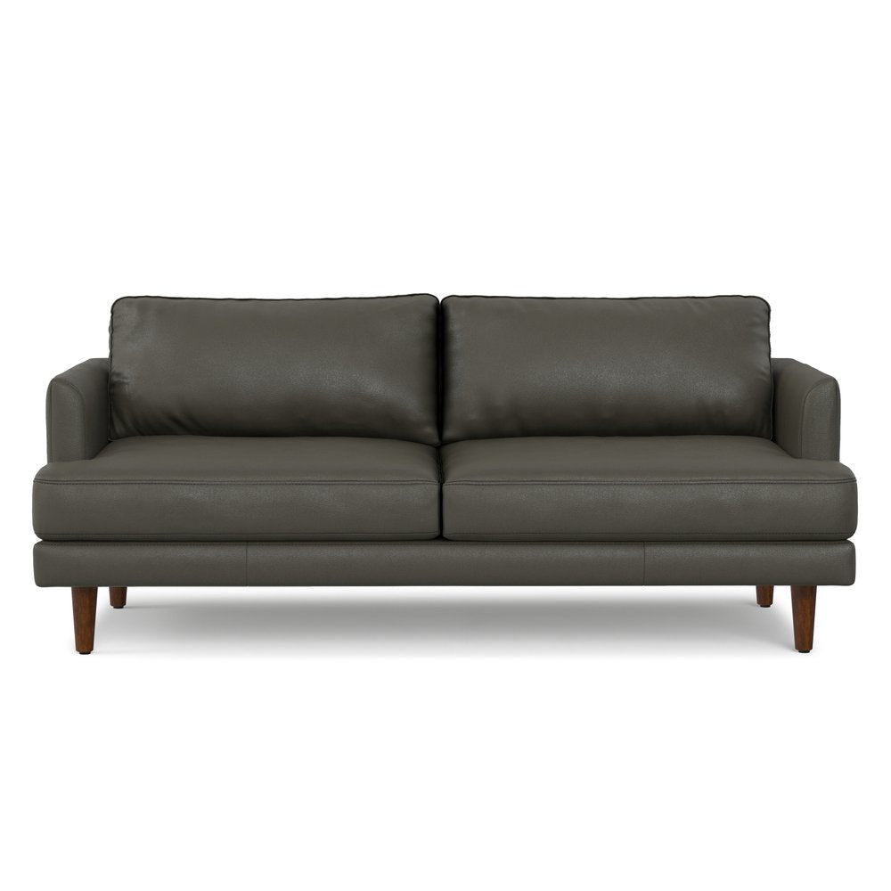 76" Top-Grain Leather Mid-Century Loveseat