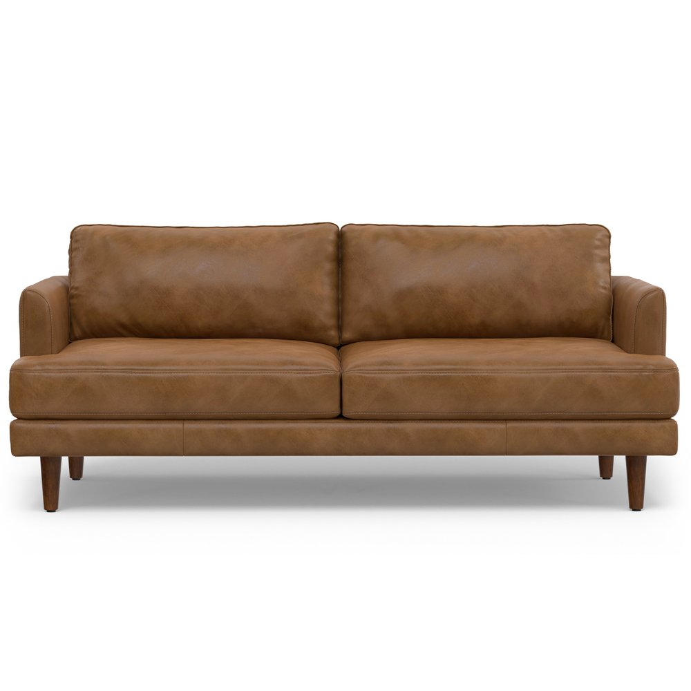 76" Top-Grain Leather Mid-Century Loveseat