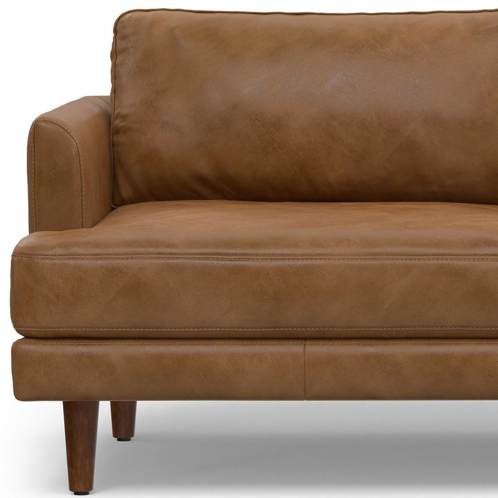 76" Top-Grain Leather Mid-Century Loveseat