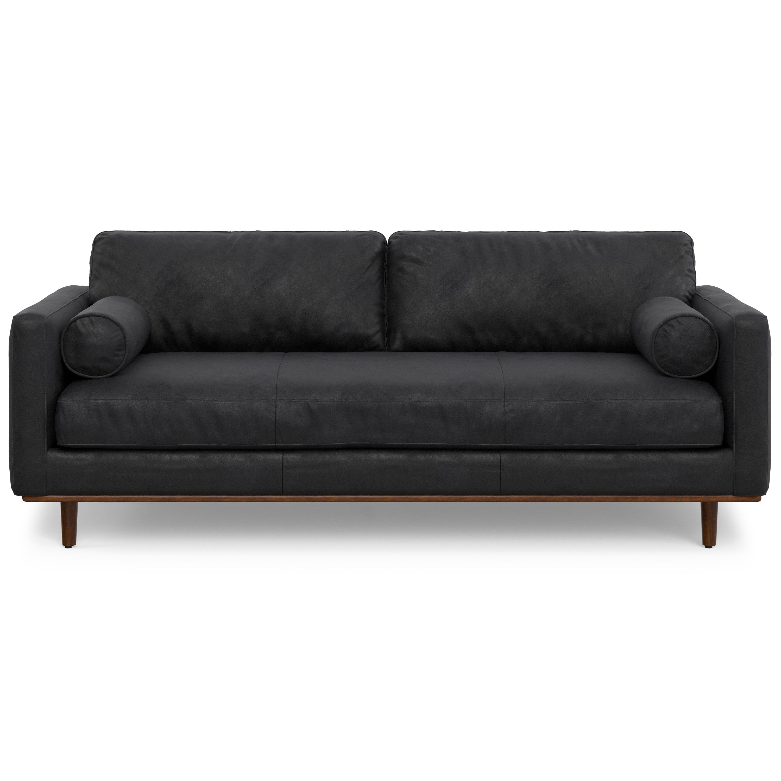 89" Leather Mid-Century Sofa