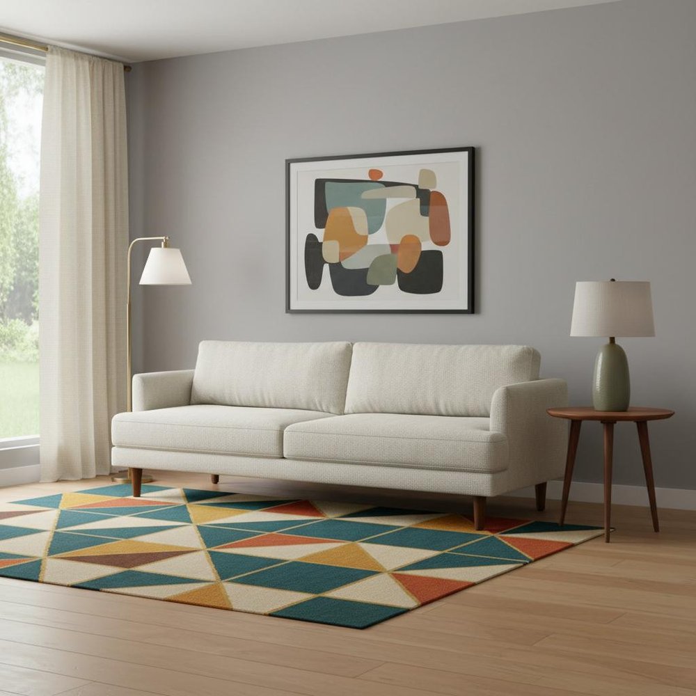 90" Mid-Century Polyester Sofa