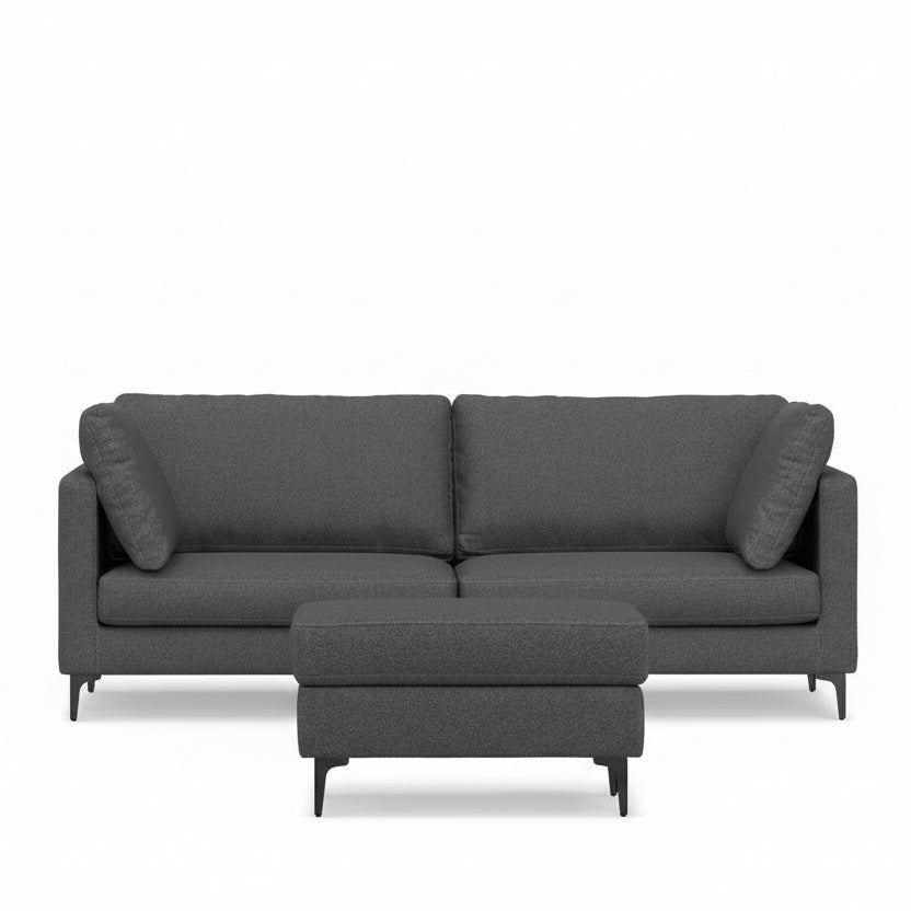 90" Simple Track Arm Sofa with Ottoman