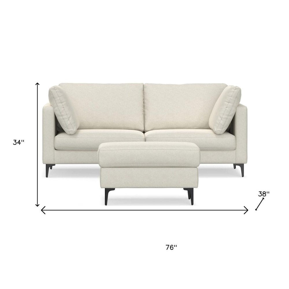 76" Mid-Century Track Arm Loveseat with Ottoman