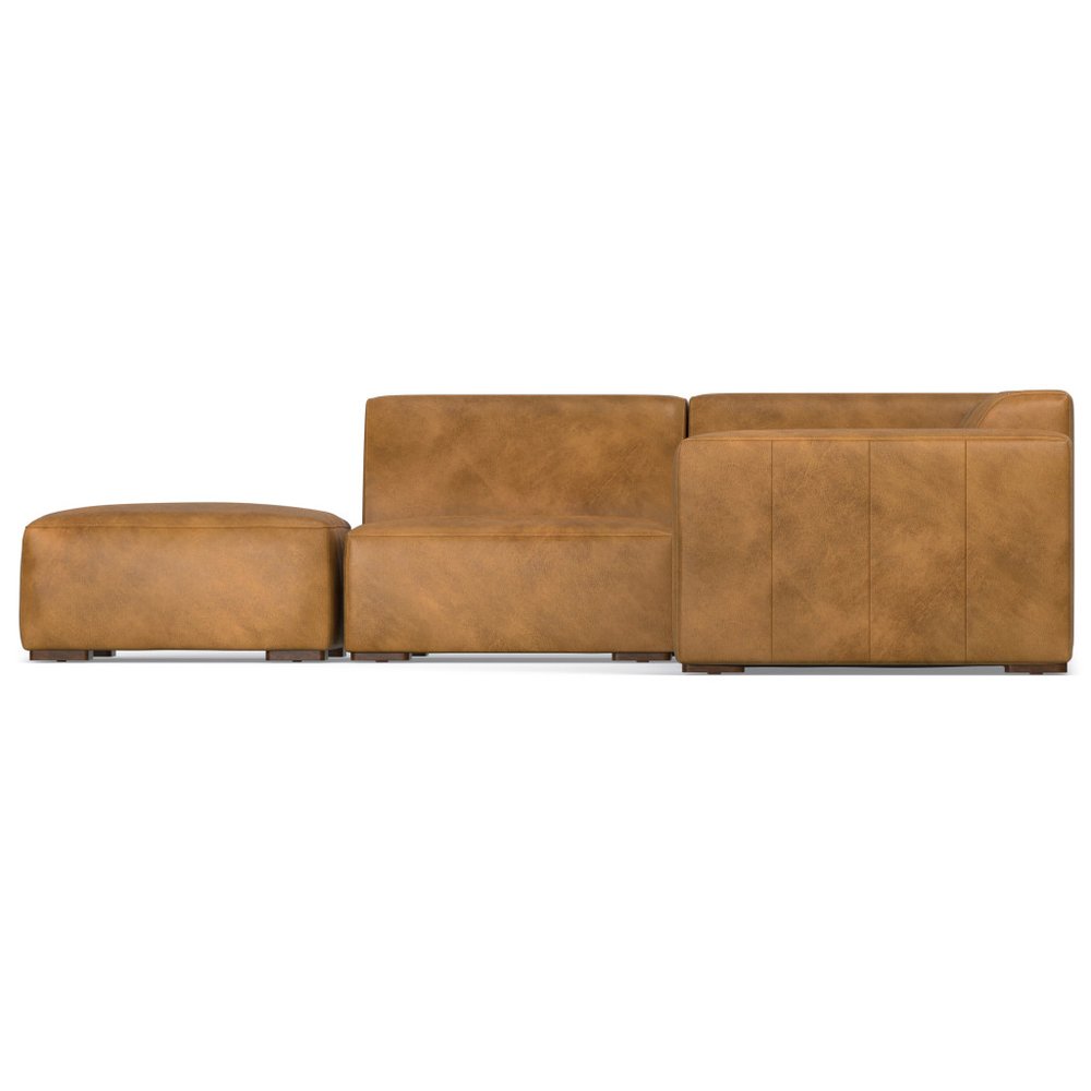 LAF/RAF 116" Sienna Brown Leather Sofa with Chaise