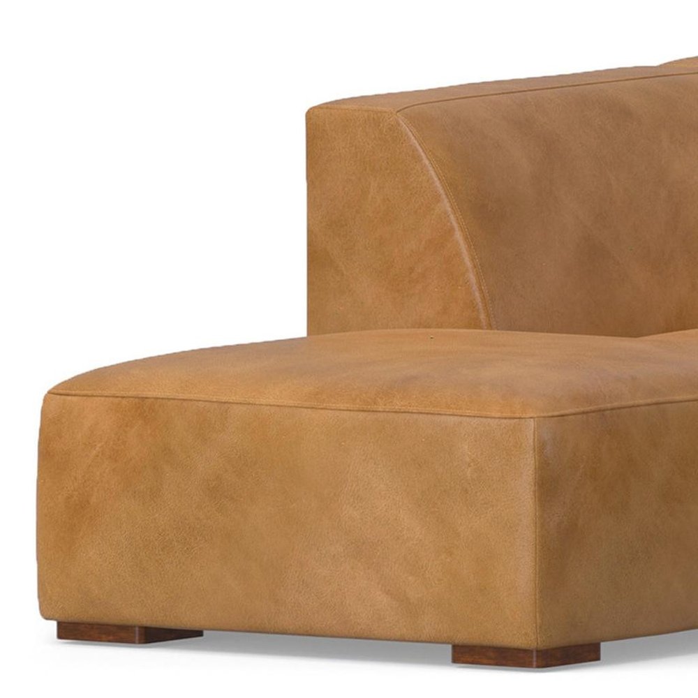 LAF/RAF 116" Sienna Brown Leather Sofa with Chaise