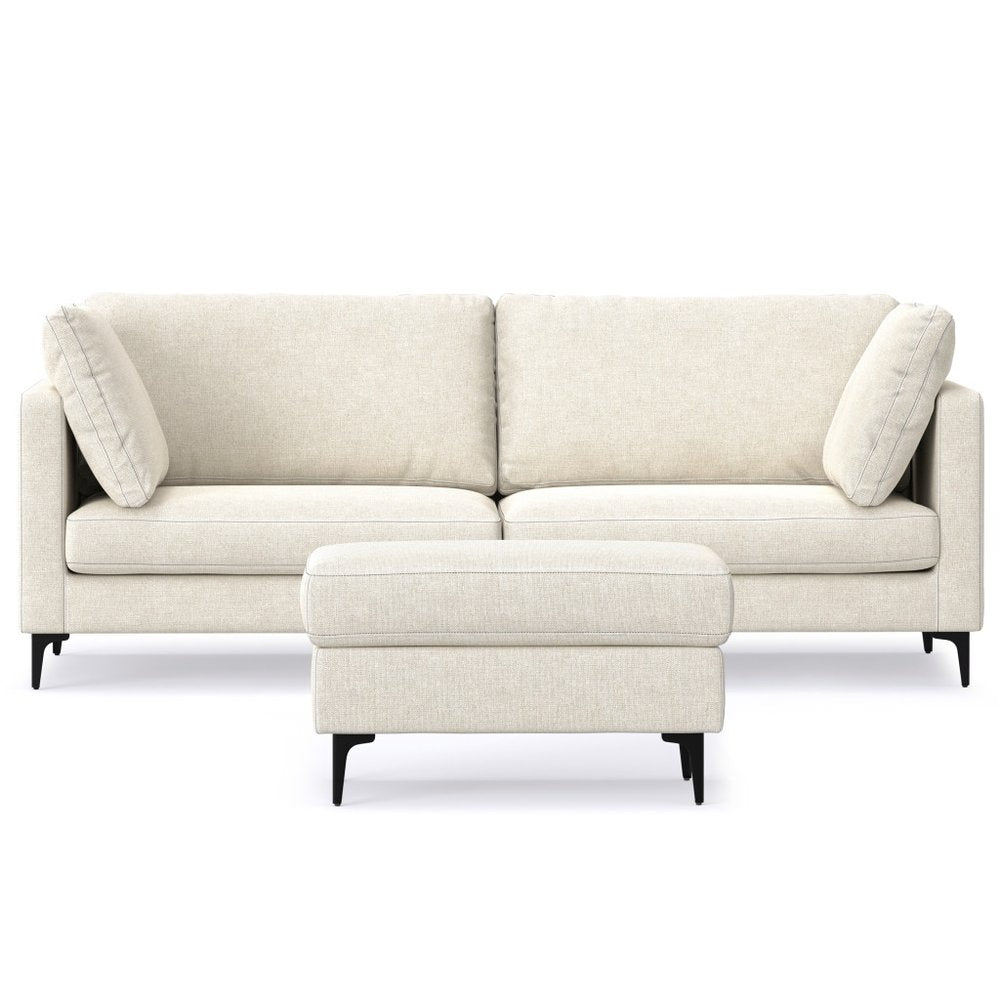 90" Contemporary Track Arm Sofa with Ottoman