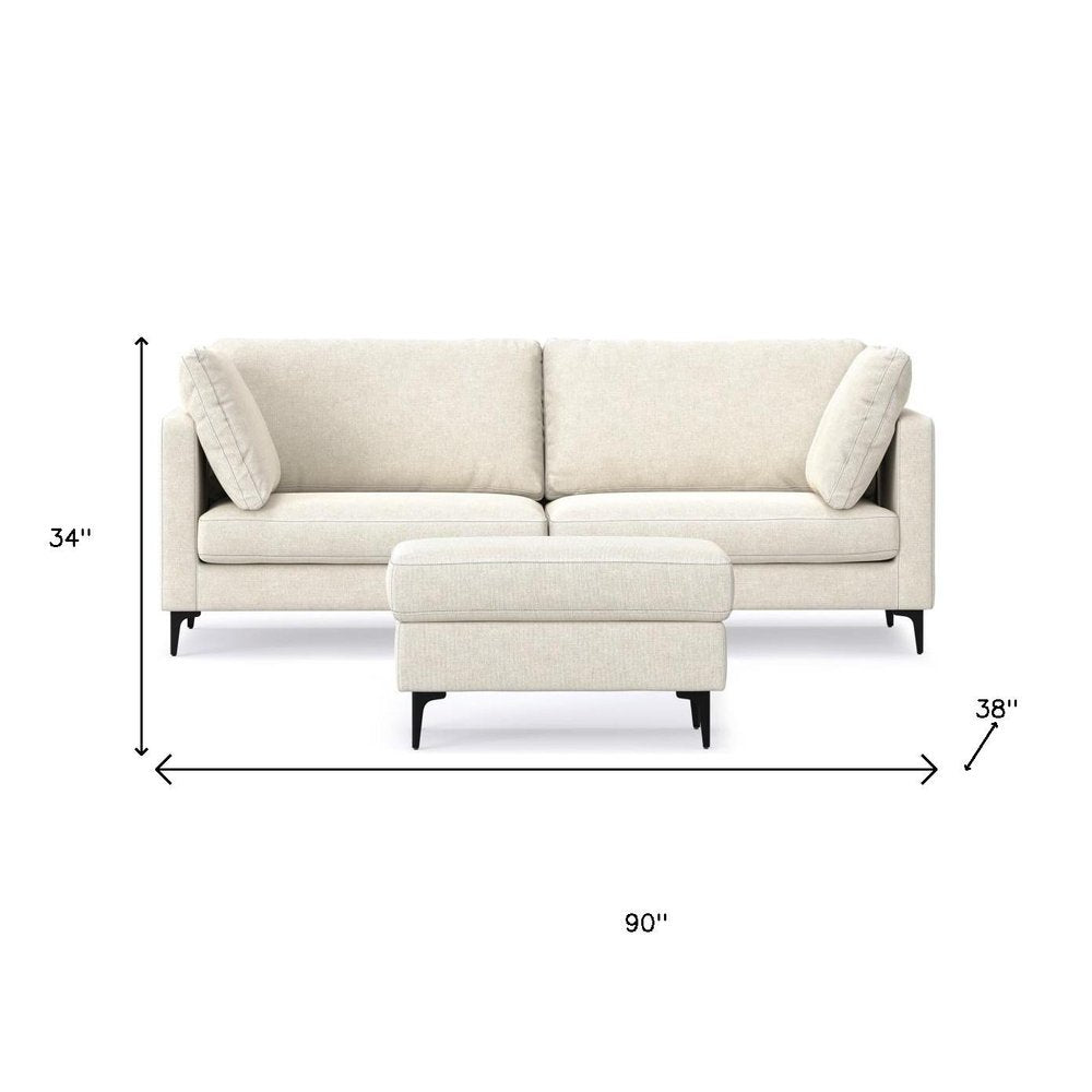 90" Simple Track Arm Sofa with Ottoman