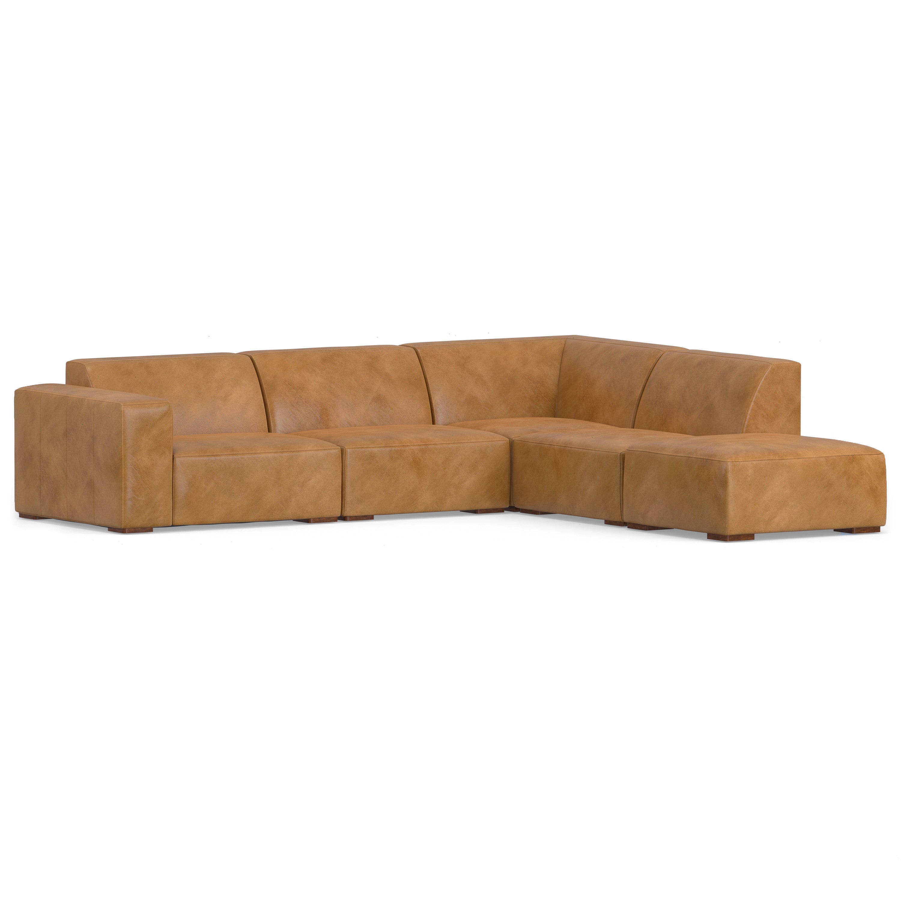 LAF/RAF 116" Sienna Brown Leather Sofa with Chaise