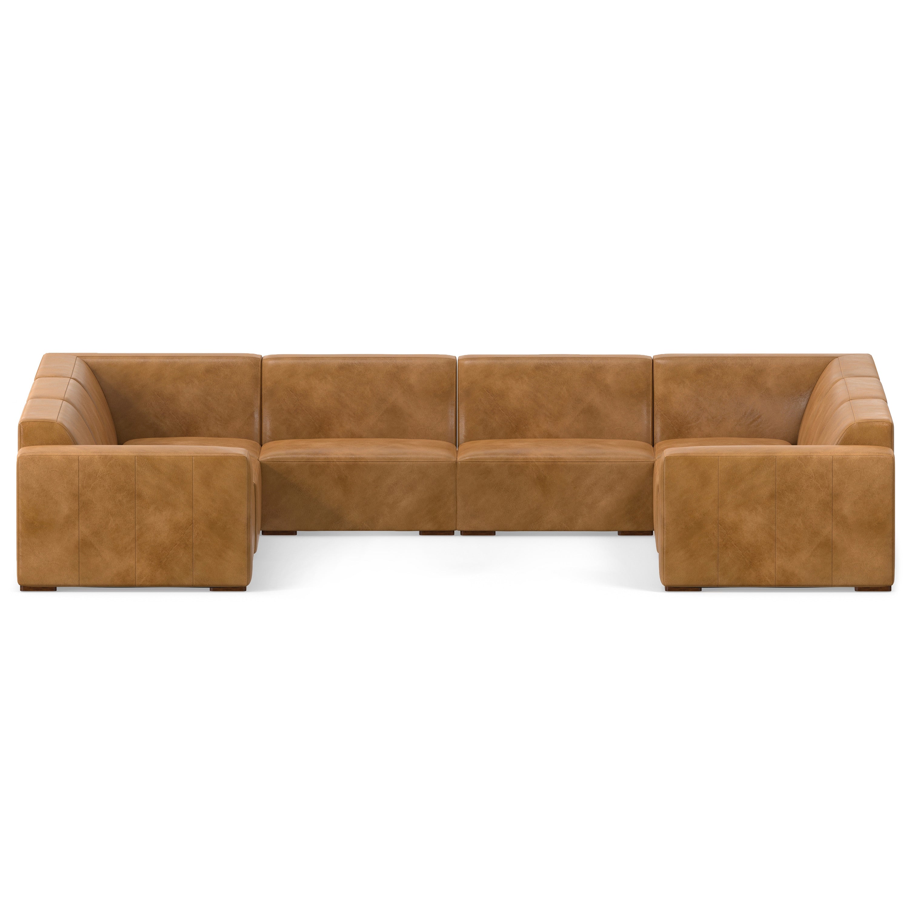 144" Sienna Brown Leather Modular Sofa